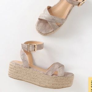 Lulus Beige Snake Pattern Platform Heels